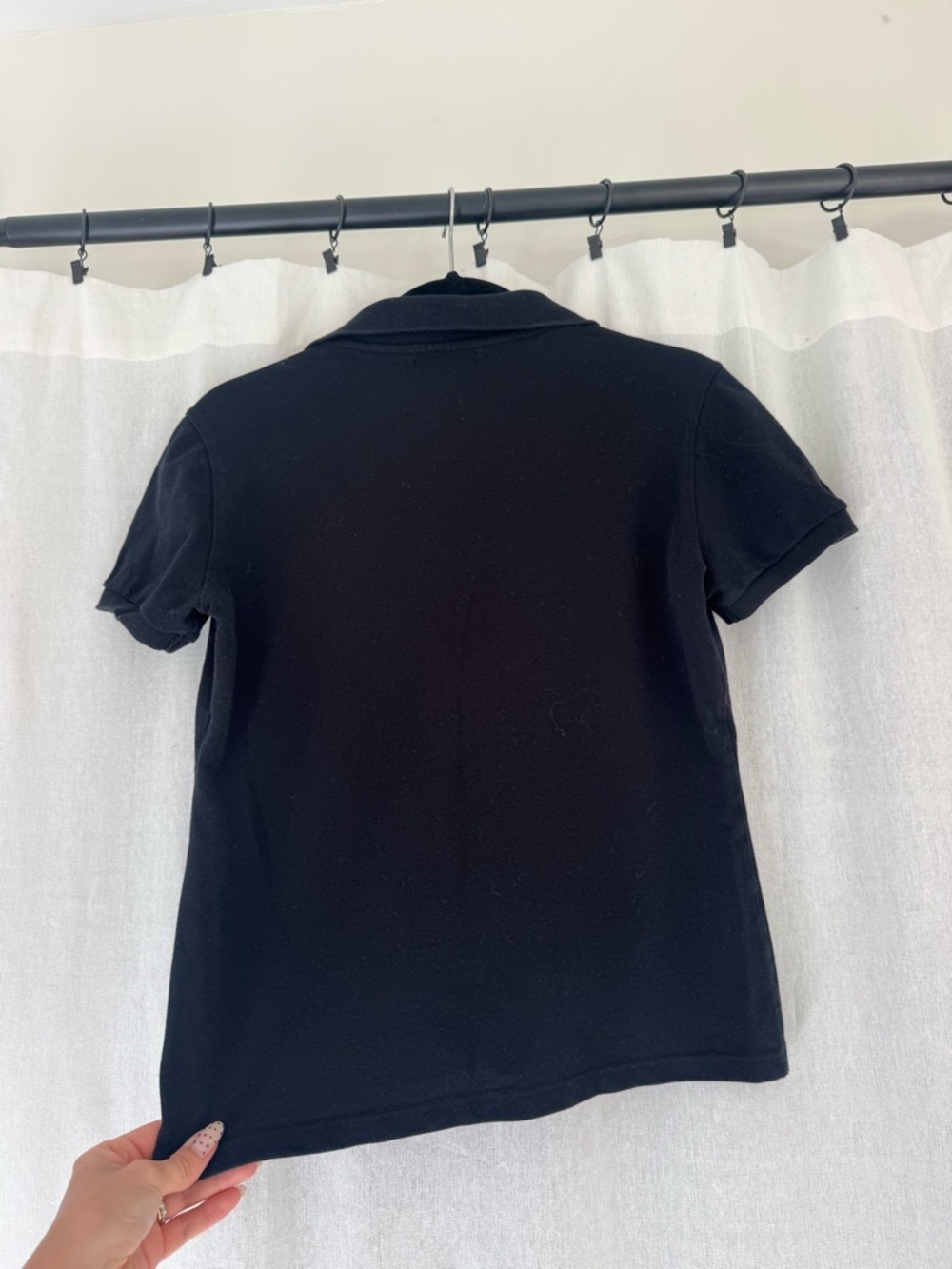 Burberry Black Short-Sleeve Polo with Plaid Trim - Picture 3 of 5